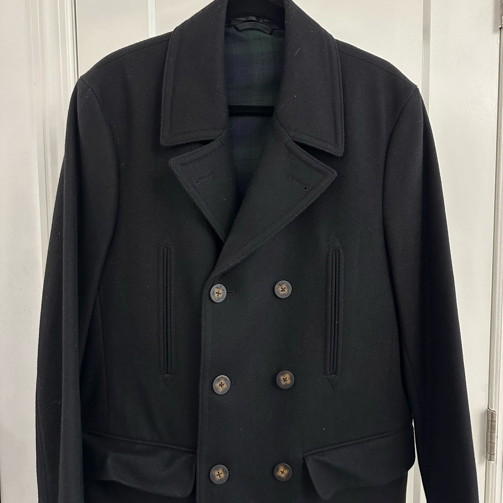 Classic Black Double-Breasted Men's Coat